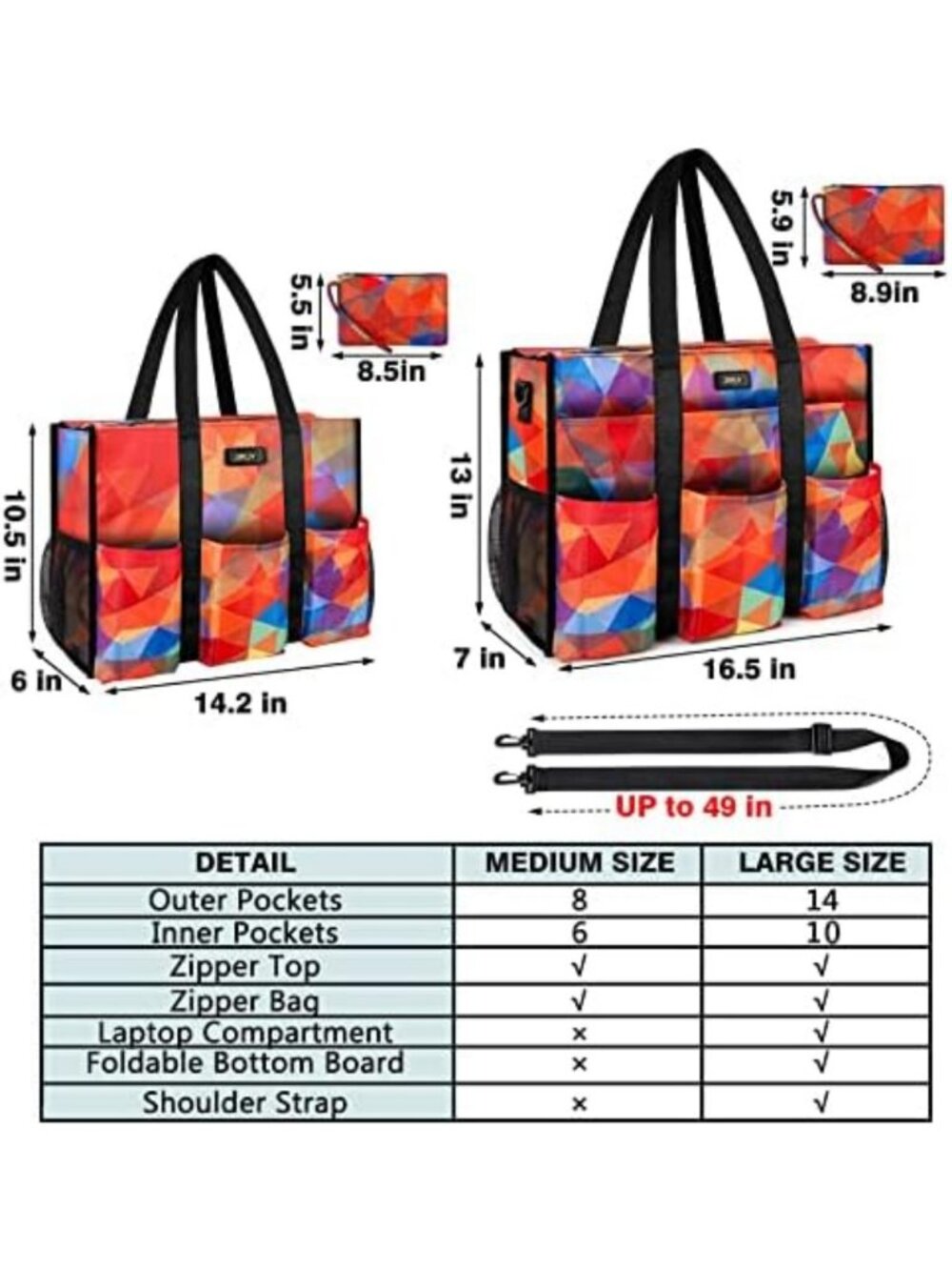 Spacious Utility Tote Bag with 24 Pockets - Perfect Teacher Travel Bag for Women - Picture 6 of 6